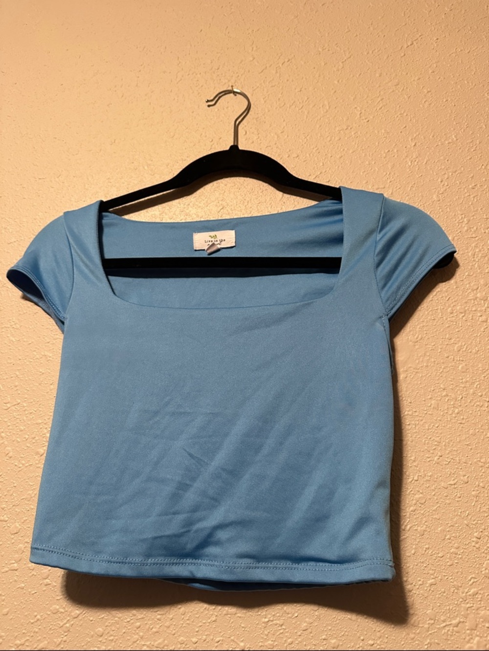 Square Neck Crop Top in Sky Blue